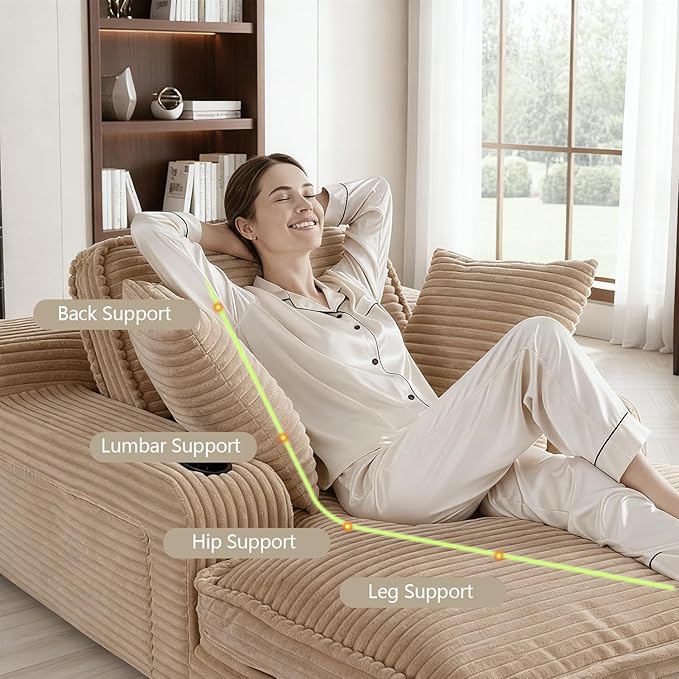 67" Oversized Chaise Lounge Chair Indoor, Soft Boneless Cloud Couch - Image 5