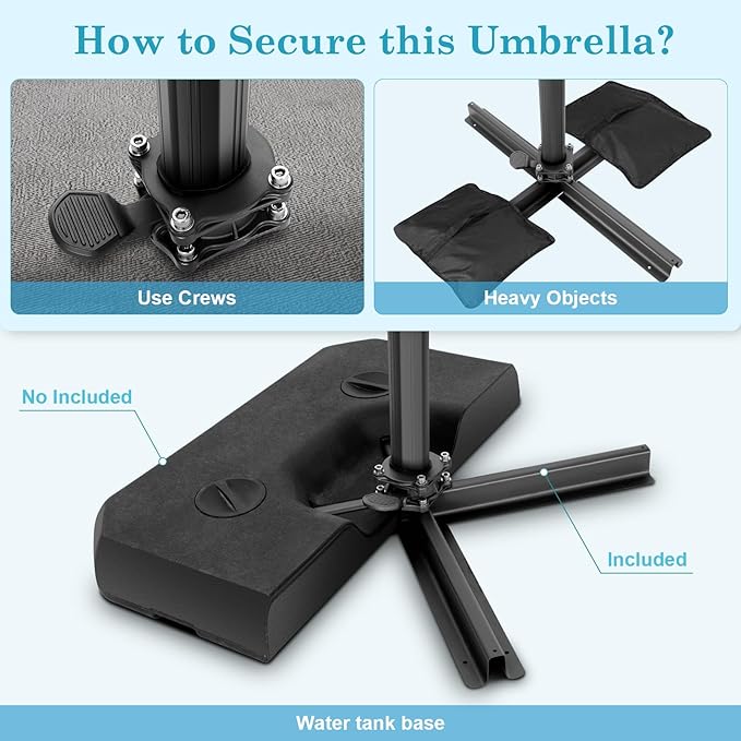 HOTEEL10x10ft Patio Umbrella Cantilever Umbrellas - Image 5