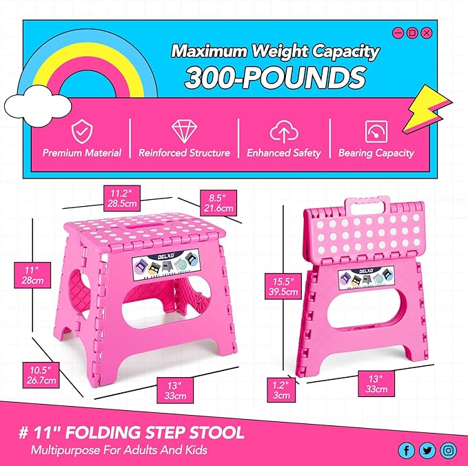 Delxo Folding Step Stool, 11 Inch Non-Slip Foldable Step Stools - Image 5