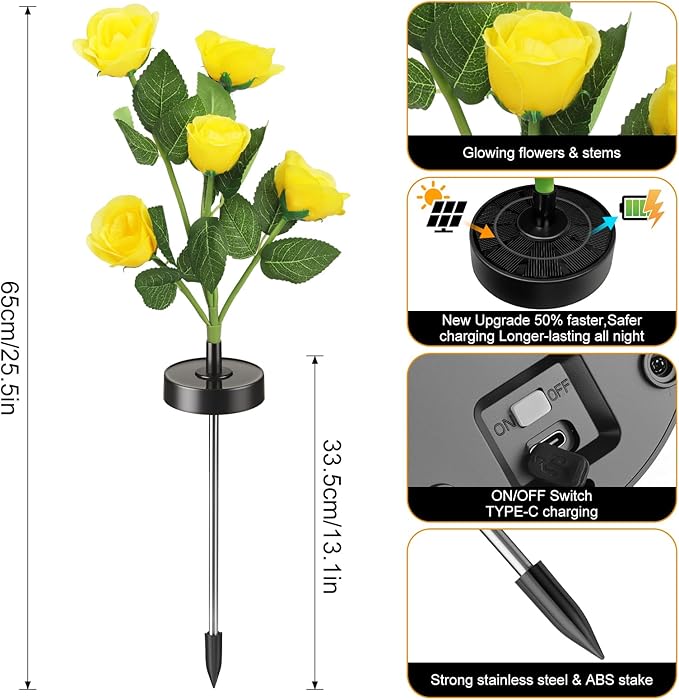 Upgraded Solar Garden Lights, 4 Pack Outdoor Solar Lights, New Round Panel - Image 3