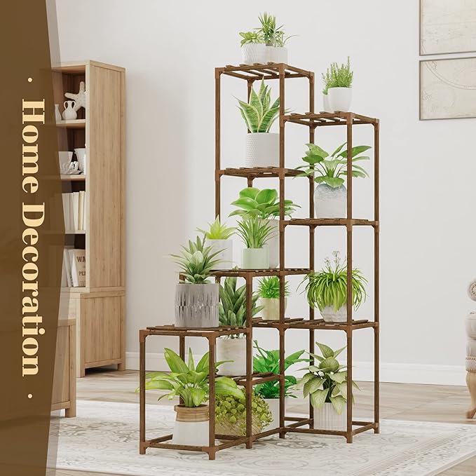 Bamworld 55“ Tall Plant Stand Indoor Outdoor Corner Plant Shelves Wood Plant - Image 5