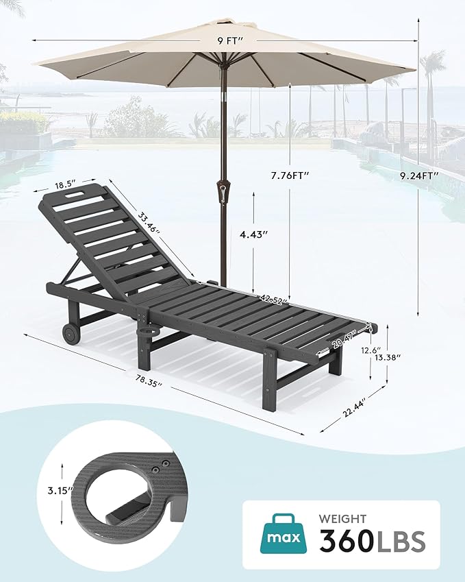 SERWALL Outdoor Chaise Lounge Set of 2 - Image 2