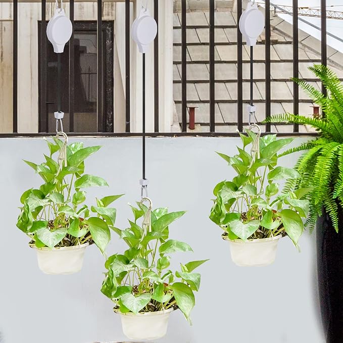 6 Pcs Retractable Plant Hanger, Easy Reach Plant Pulley Adjustable Height Wheel - Image 5