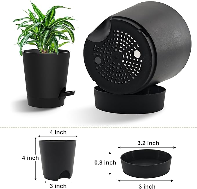 Self Watering Pots, 4 inch Flower Pots - Image 2