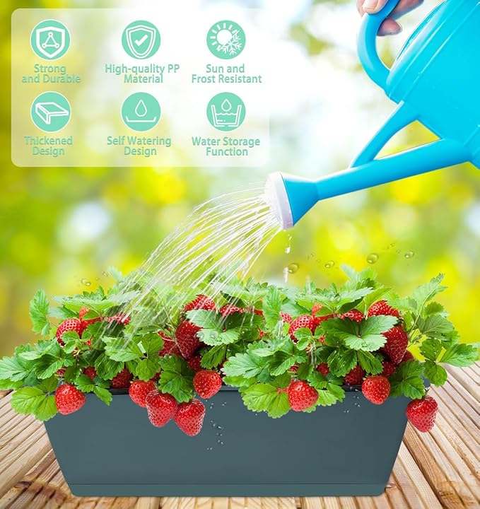 Window Box Planter, 7 Pack Plastic Vegetable Flower Planters Boxes 17 Inches - Image 4