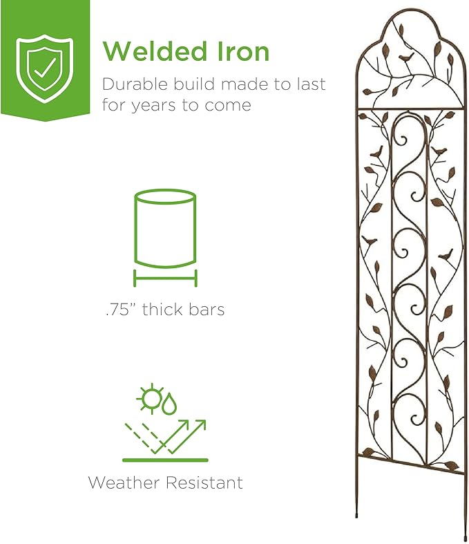 Best Choice Products Set of 2 60x15-inch Iron Arched Garden Trellis w/Branches - Image 3