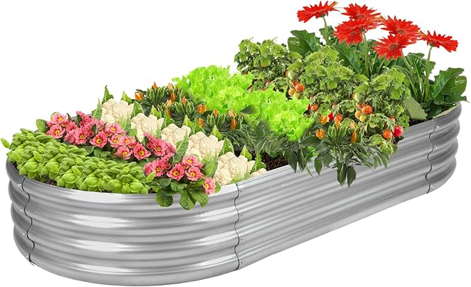 Raised Garden Bed Galvanized Planter Box Outdoor, 5ft Oval Large Rot-Resistant by RaisedGardenBed
