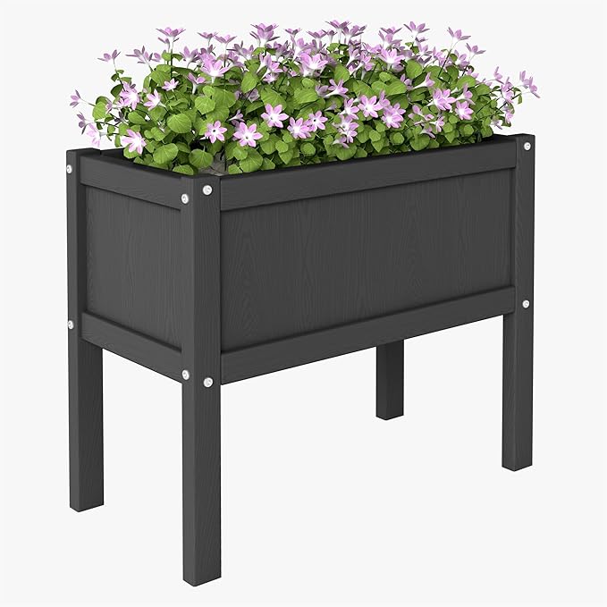 Raised Garden Bed with Drainage Hole Waterproof HDPE Elevated Planter Box with - Image 8