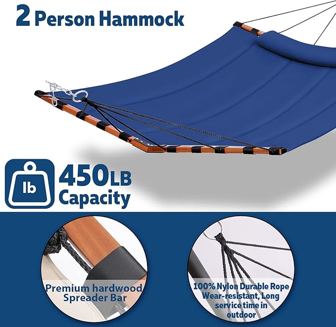 TegerDeger 12FT 2 Person Hammock Large Hammock 450LB Capacity - Image 4