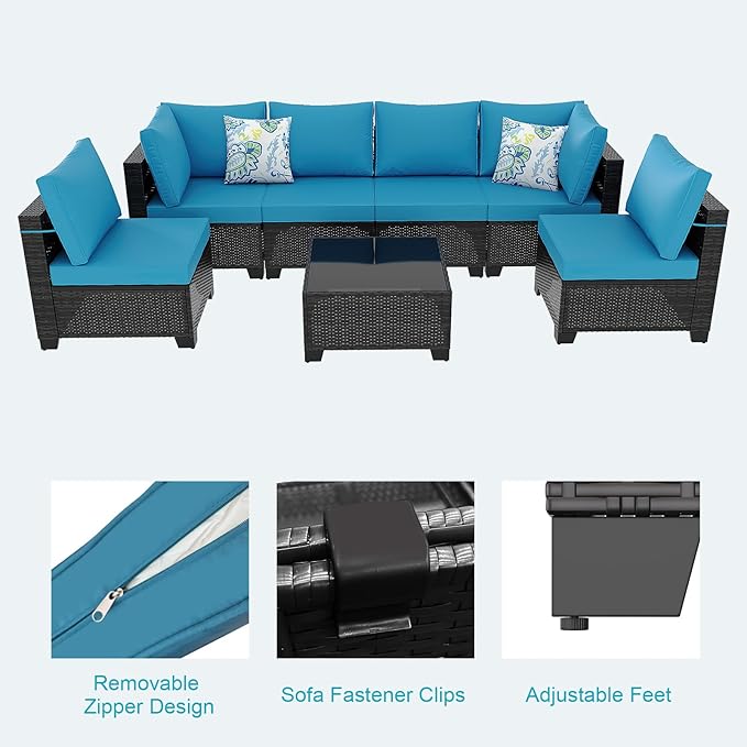 Outdoor Wicker Patio Furniture Set, Rattan Sectional Sofa Set - Image 5