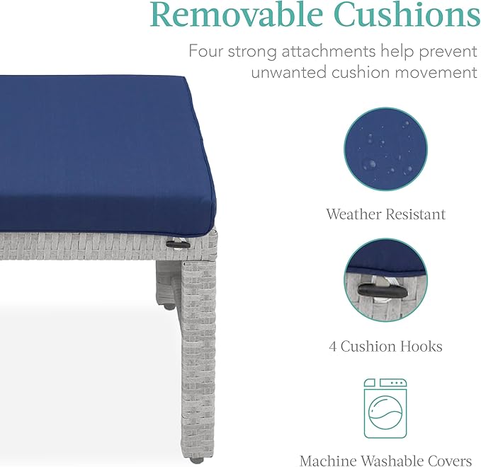 Best Choice Products Set of 2 Wicker Ottomans, Additional Seating, Side Table - Image 7