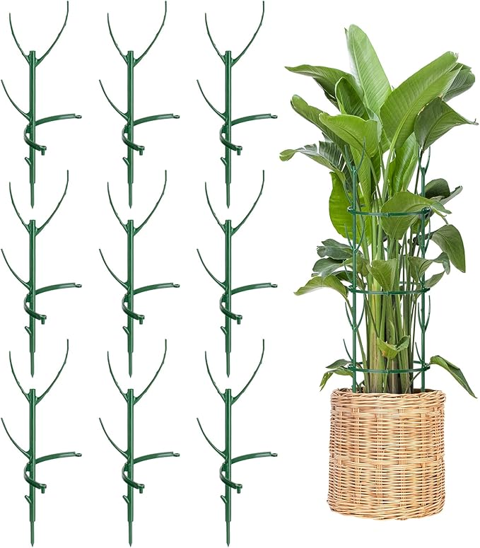 9 Pack Plant Support Stakes & Plant Cage Support Rings, Plant Stakes by First-zgel