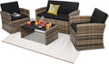 4-Piece Patio Furniture Set, Wicker Outdoor Rattan Sectional Sofa by KROFEM