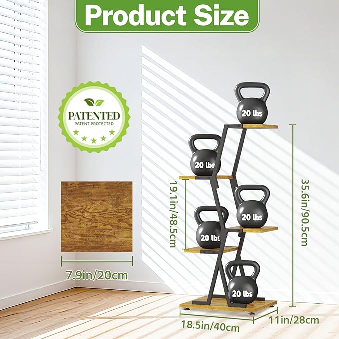 iDavosic.ly 4 Tier Indoor Plant Stand, Corner Tall Metal & Wood Flower Shelf - Image 3