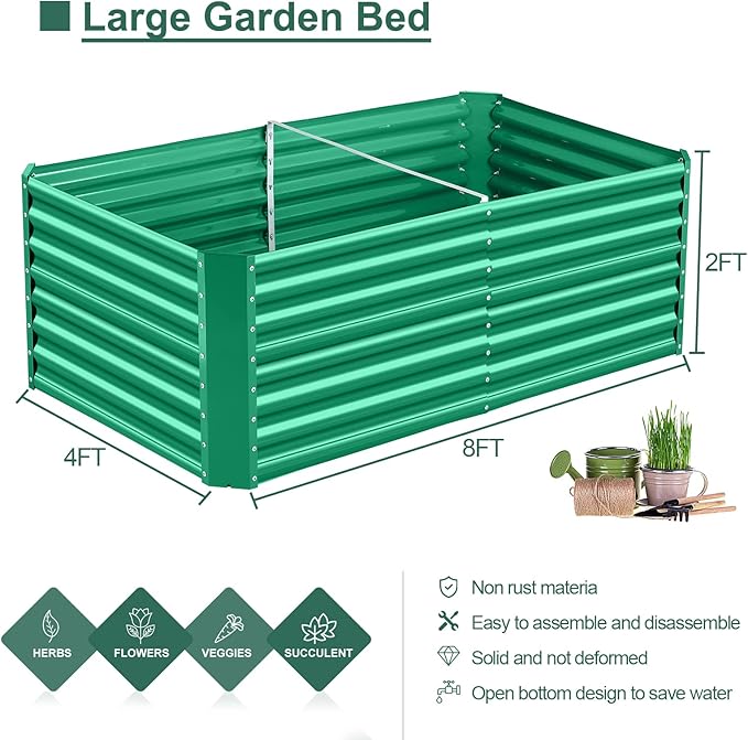Land Guard 6×3×2 ft Galvanized Metal Raised Garden Bed, 2FT Deep Root Elevated - Image 2