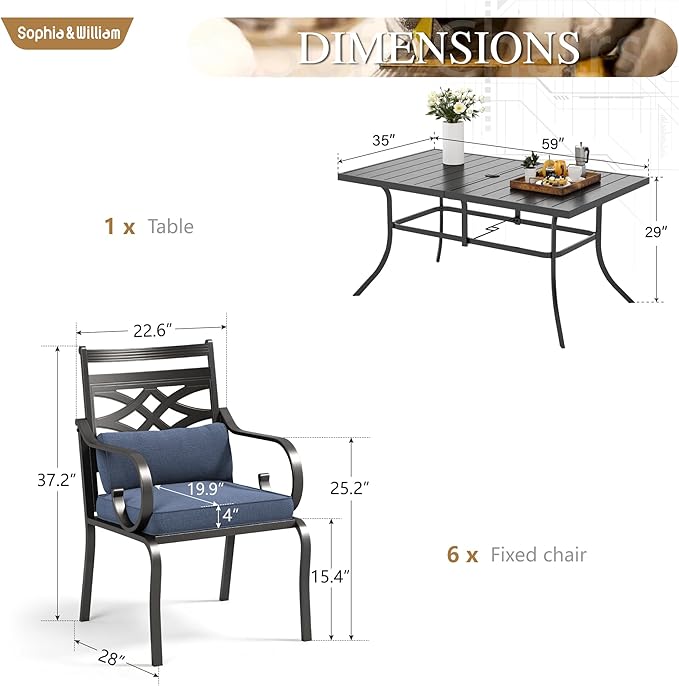 Sophia and William Patio Dining Set - Image 6
