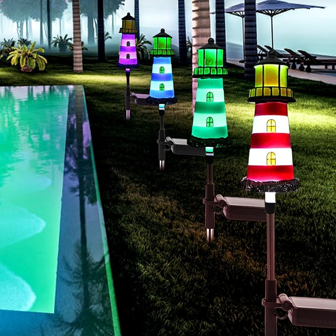 Solar Powered Waterproof Garden Lights 4 Pack – Lighthouse Design - Image 6
