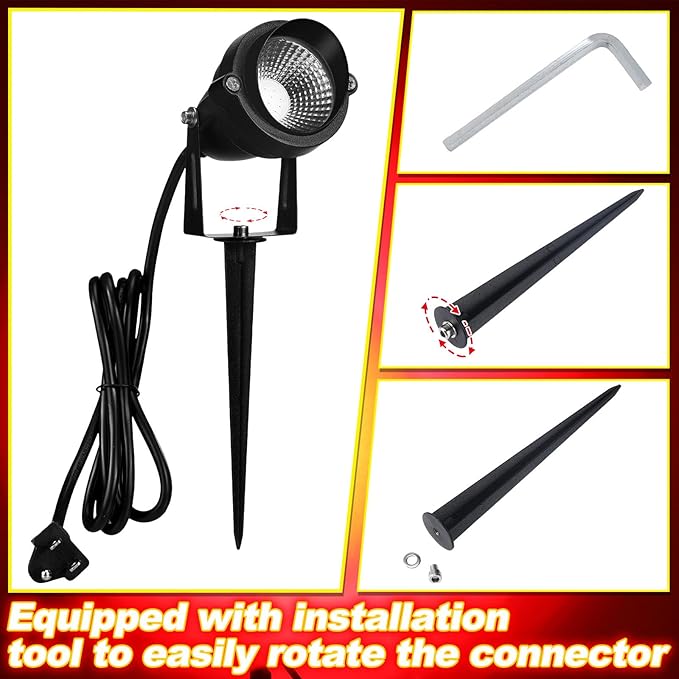4 Pcs Christmas Red Spotlight Outdoor Plug in Landscape Lighting 12w Ip66 - Image 7