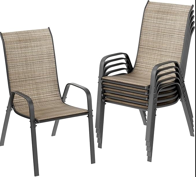 MAMIZO Patio Dining Chairs, Stackable All Weather Teslin Chair, Heavy Duty by MAMIZO