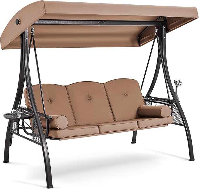 HOMREST 3 Seat Outdoor Porch Swing by HOMREST