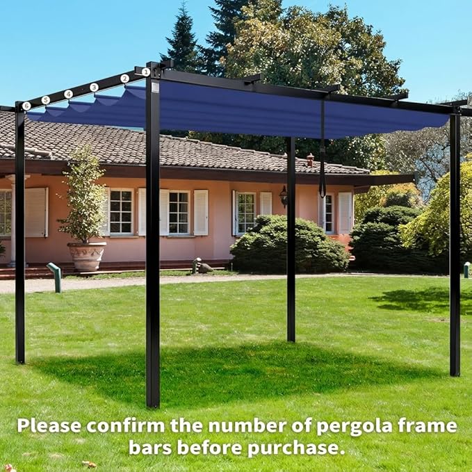 10' X 10' Pergola Shade Cover for Outdoor Retractable Durable Fabric Canopy - Image 5