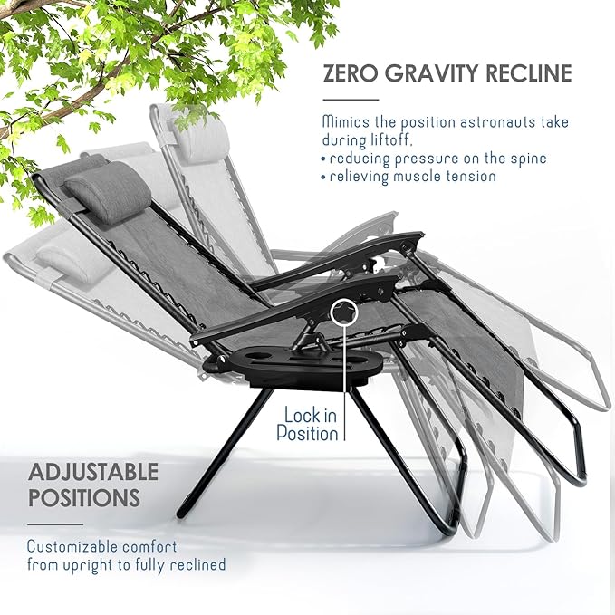 Nestl Zero Gravity Chairs Set of 6, Patio Lounge Chair Outdoor - Image 4
