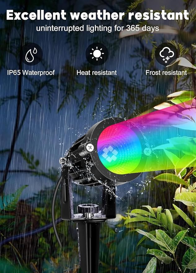 PYDS Christmas Spotlights Outdoor, 12W RGBW Halloween Spot Lights - Image 4