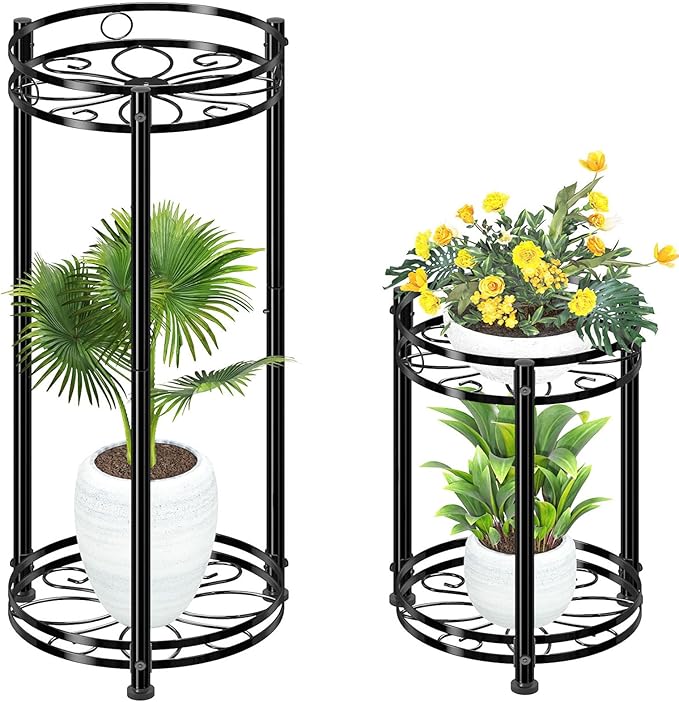 Simple Trending Round Plant Stand Indoor Outdoor, Waterproof Metal Tall 31” by SimpleTrending