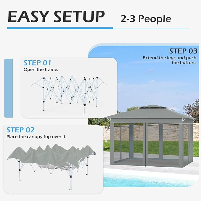 ECOTOUGE 11FT Pop Up Gazebo, Canopy Tent - Image 5