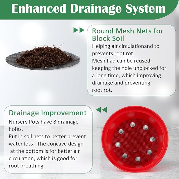 20 Pack 6 Inch Plant Pots, Thickened Plastic Flower Pots - Image 3