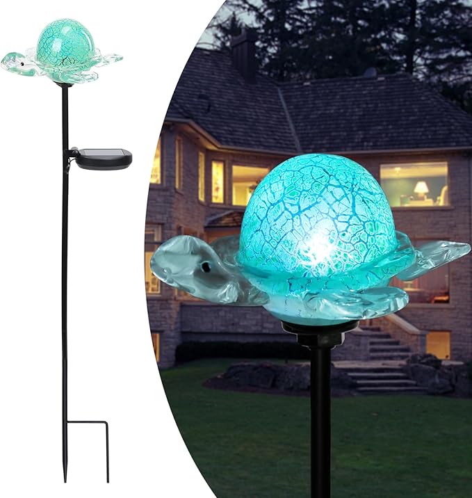 Afirst Decorative Solar Lights Outdoor Solar Turtle Stake Lights Hand Blown by Afirst