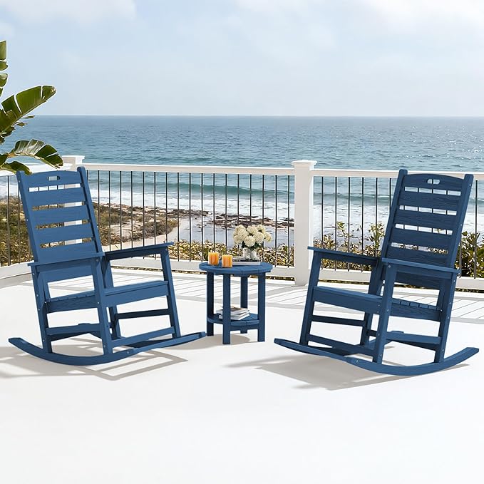SERWALL Outdoor Rocking Chair Set of 4, Oversized HDPE Patio Rocking Chair - Image 10