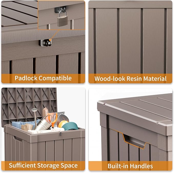 50 Gallon Waterproof Outdoor Storage Box, Resin Deck Box, Lockable Outside - Image 7