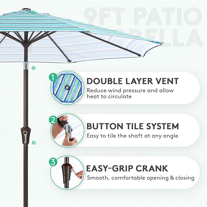 JEAREY 9FT Outdoor Patio Umbrella Outdoor Table Umbrella - Image 2