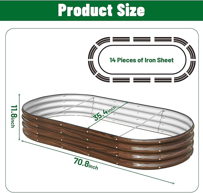SnugNiture 6x3x1ft Raised Garden Bed Kit, Outdoor Oval Metal Garden Planter - Image 2