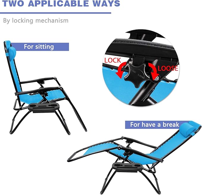 Homall Zero Gravity Chair Adjustable Folding Lawn Lounge Chairs Outdoor Lounge - Image 8