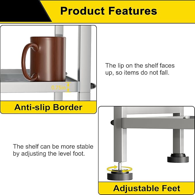 GIOTORENT 6-Wire Standing Storage Shelf, Metal Shelving Unit Pantry Rack - Image 5