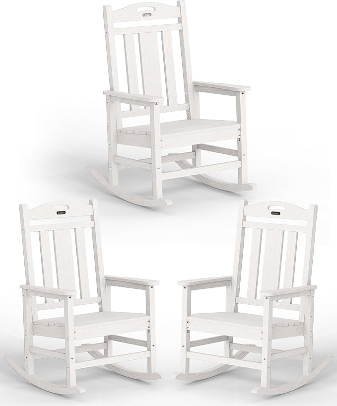 Ciokea Oversized Outdoor Rocking Chairs Set of 3, 380lbs Heavy-Duty Large Patio by CIOKEA