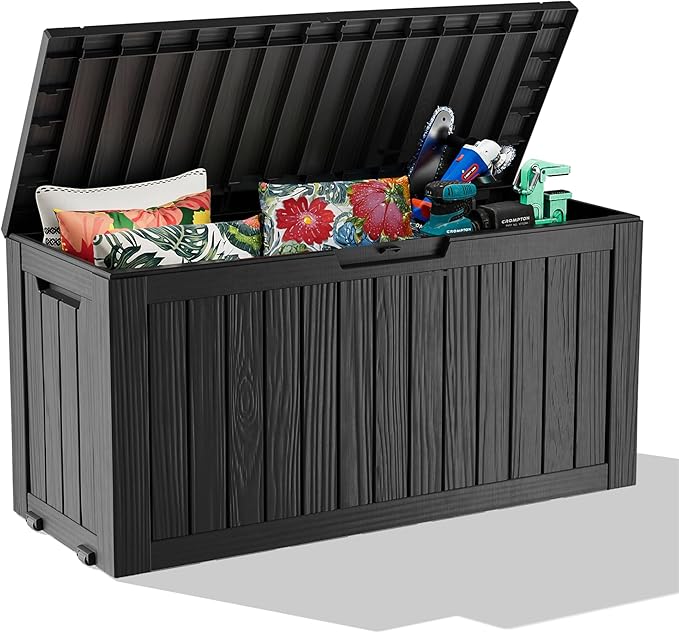 EasyUp 90 Gallon Outdoor Deck Box Waterproof, UV Resistant Resin Outdoor by EASYUP