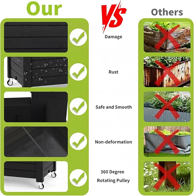 Raised Garden Bed with Legs, 33.66" Tall Self-Watering Resin Planter Box with - Image 3