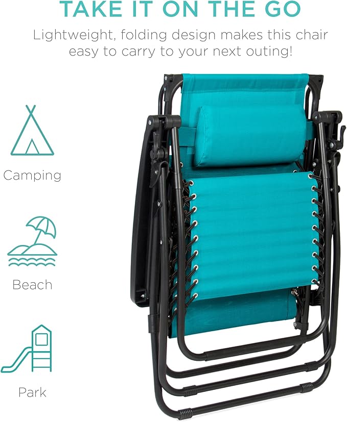 Best Choice Products Folding Zero Gravity Outdoor Recliner Patio Lounge Chair - Image 8