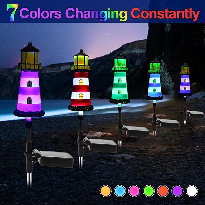 Solar Powered Waterproof Garden Lights 4 Pack – Lighthouse Design - Image 5