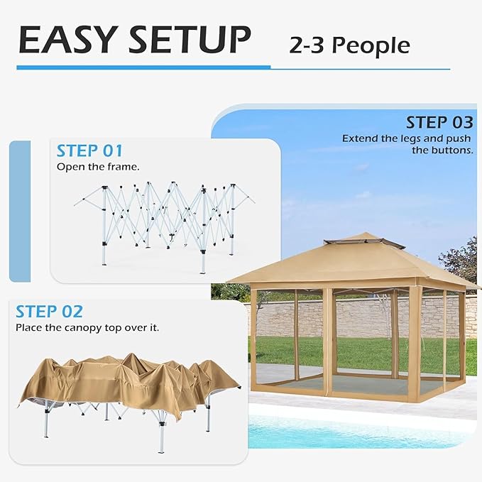 ECOTOUGE Canopy Tent with Sidewalls Instant Shelter Canopy with Carrying Roller - Image 3