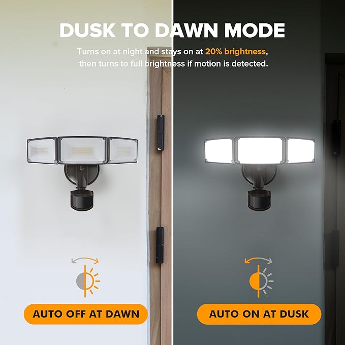 LUTEC 2 Pack 72W 7500LM LED Security Lights Motion Sensor Light Outdoor - Image 5