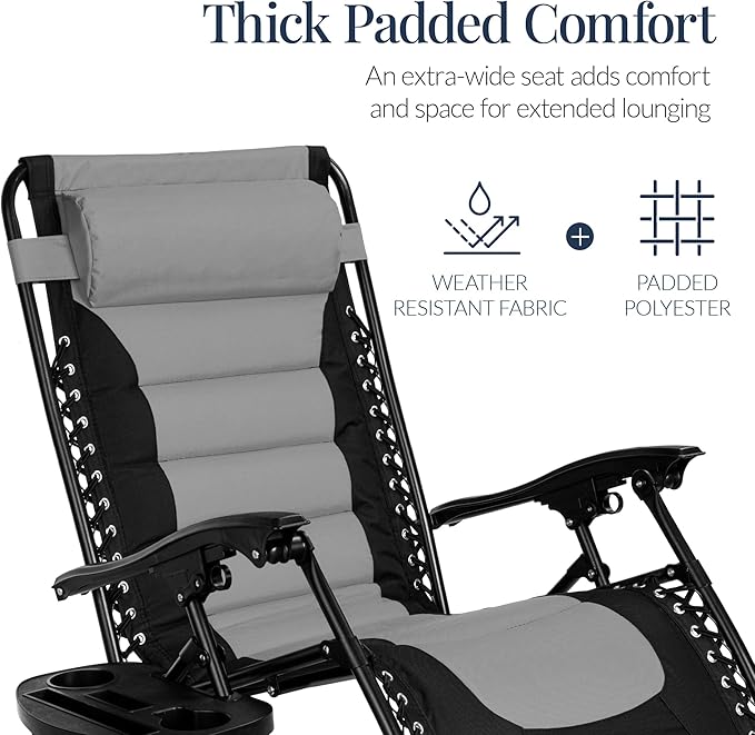 Best Choice Products Oversized Padded Zero Gravity Chair, Folding Outdoor Patio - Image 5