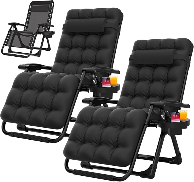 Suteck Zero Gravity Chair Set of 2, Reclining Camping Lounge Chair w/Removable by Suteck