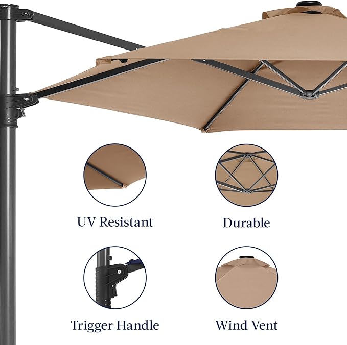 Best Choice Products 10ft Offset Cantilever Hanging Market Patio Umbrella - Image 7