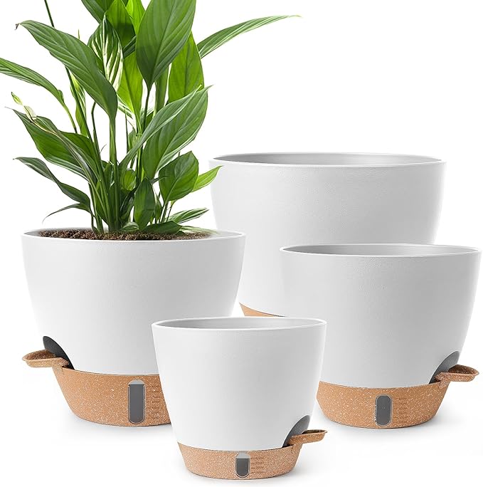 Plant Pots, 12/10/9/8/ Inch Large Plastic Self Watering Flower Pots Indoor by Unknown