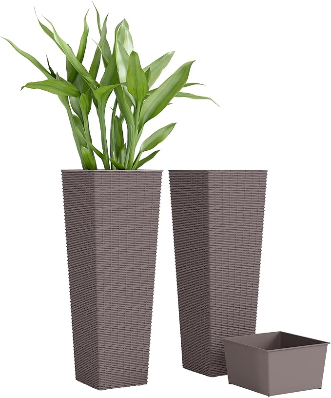 Outsunny 32 Inch Tall Planters for Outdoor Plants, Stackable Tapered Planters by Outsunny