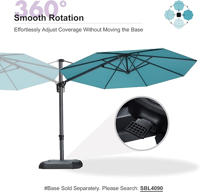 PURPLE LEAF 10 Feet Patio Umbrella Outdoor Cantilever Round Umbrella Aluminum - Image 8